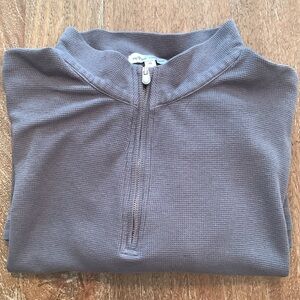 Peter Millar XL Mountainside Sun-washed Waffle Quarter-Zip Sweater in Gray